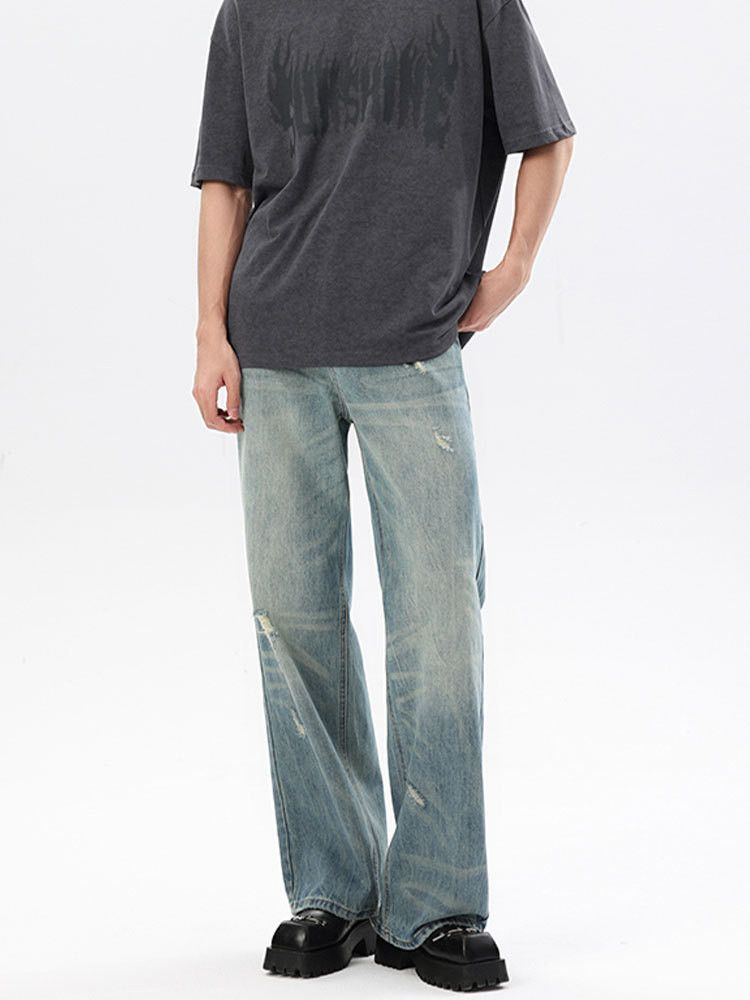 Jean Men's American retro washed distressed jeans Size US 32 / EU 48 - 1 Thumbnail