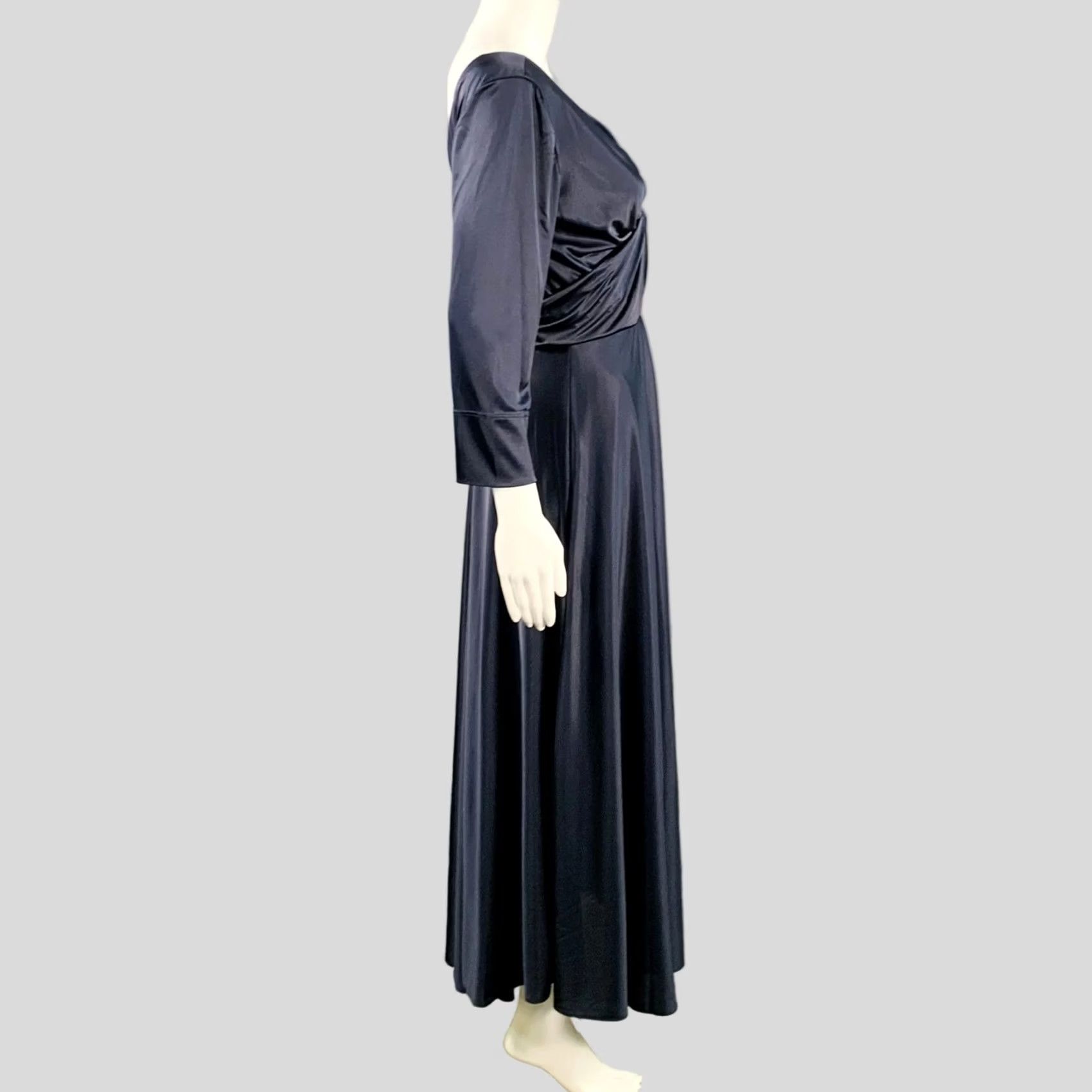 Rachel Comey RACHEL COMEY Navy Satin V-Neck Evening Gown Size 6 Women Size M / US 6-8 / IT 42-44 - 3 Thumbnail