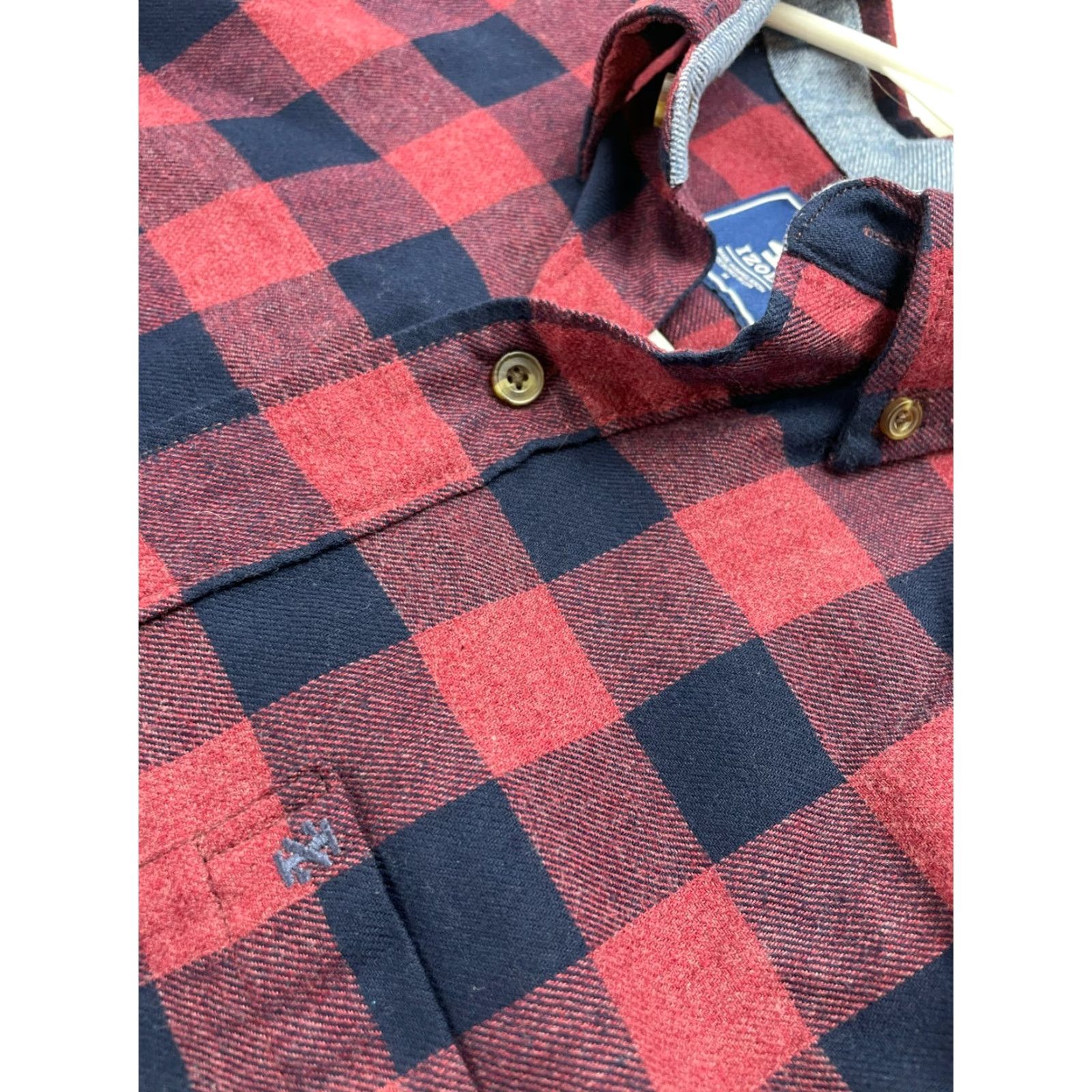 Izod IZOD Shirt Mens Size Medium Maroon Navy Blue Buffalo Plaid Button Up Flannel Size US M / EU 48-50 / 2 - 3 Thumbnail