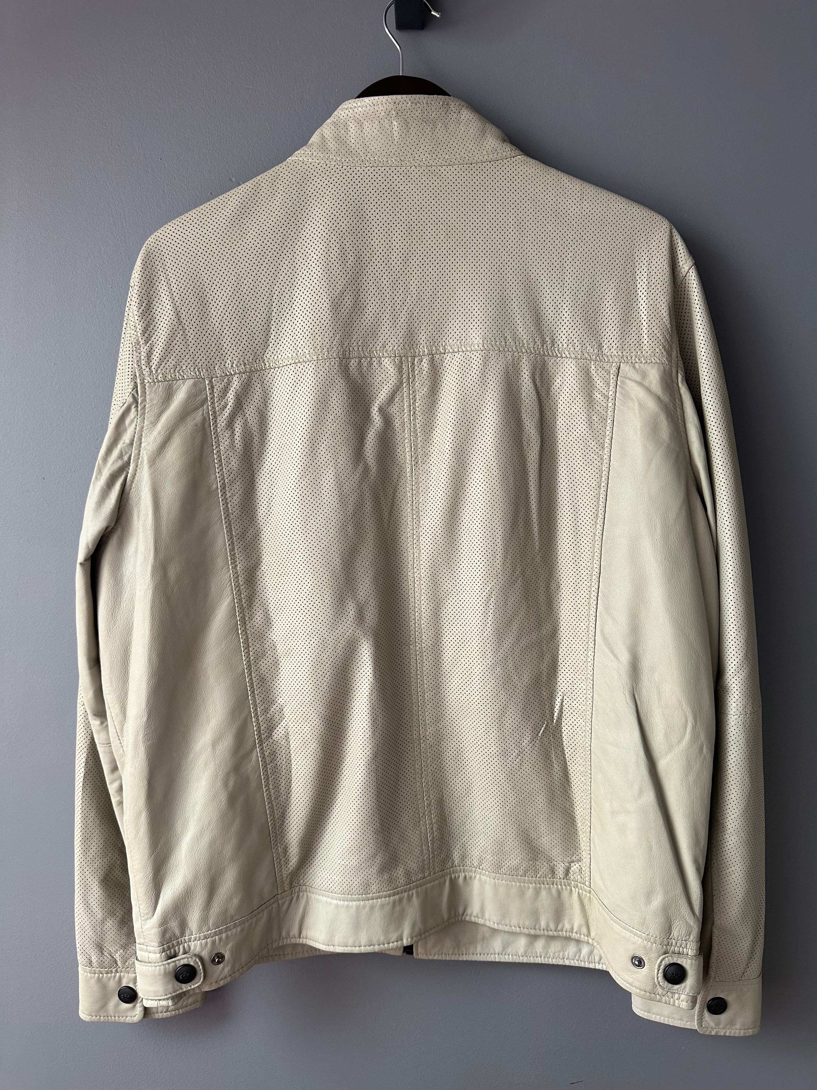 Leather Walbusch Lamb Nappa Leather cream jacket Size US L / EU 52-54 / 3 - 6 Thumbnail