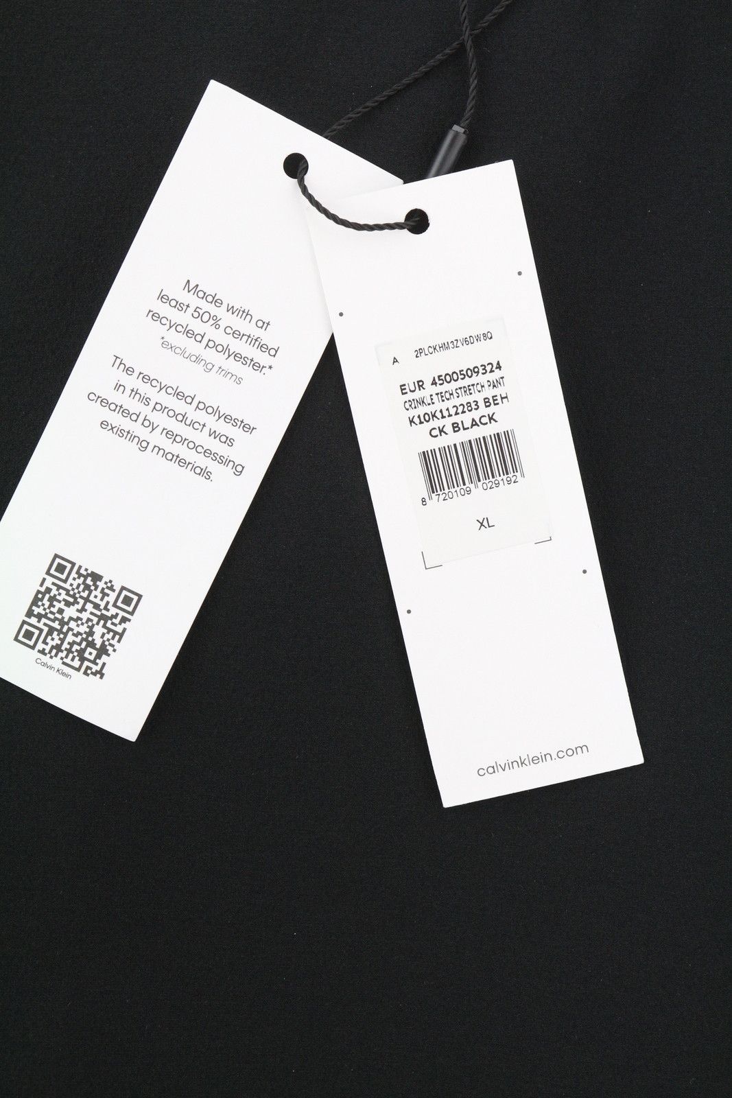 Calvin Klein CRINKLE TECH STRETCH XL Black Elastic Waist Pants 84980 Size US 36 / EU 52 - 8 Thumbnail