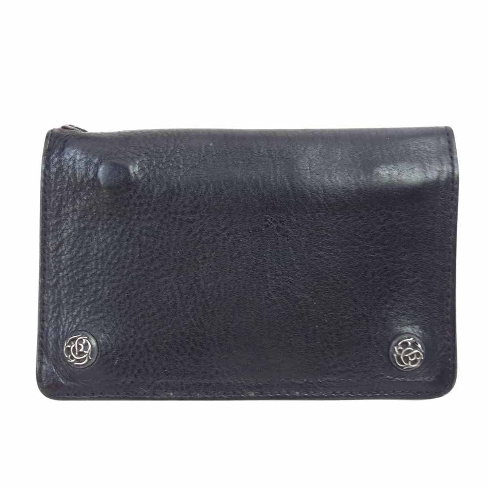 Chrome Hearts Chrome hearts leather floral silver button 2 zip wallet |  Grailed