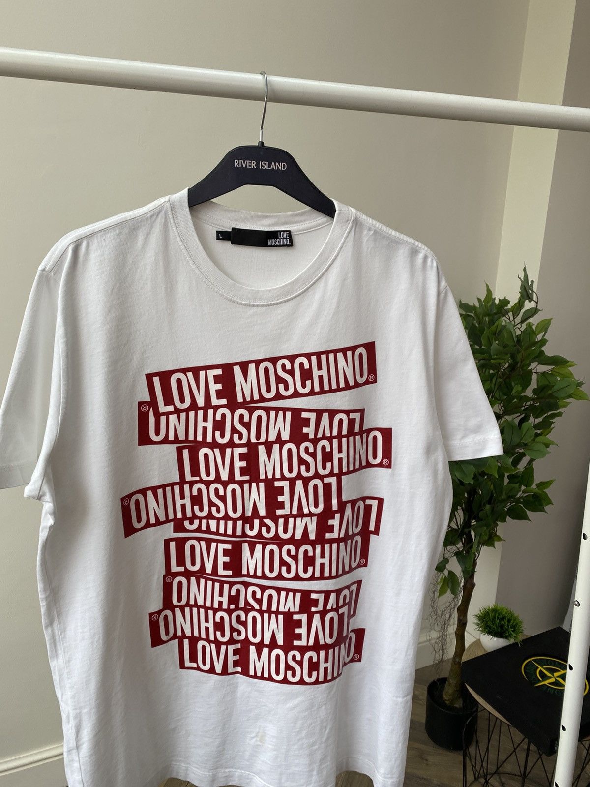 Moschino × Vintage Vintage Love Moschino Printed White T-shirt Size US L / EU 52-54 / 3 - 6 Thumbnail