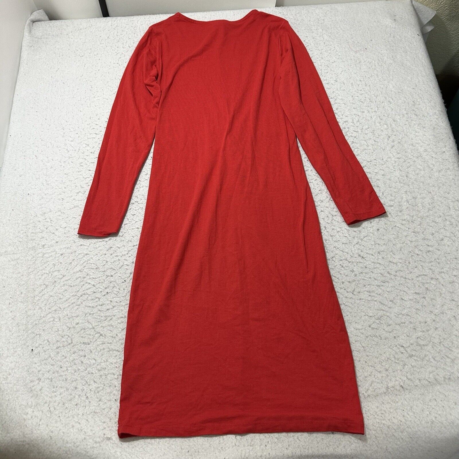 H&M H&M Medium Solid Red A-Line Cocktail Dress Stretch Midi Size M / US 6-8 / IT 42-44 - 10 Thumbnail