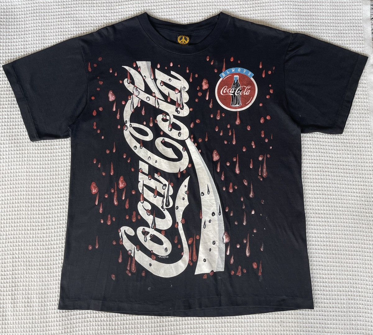 Coca Cola Vintage 90s Thrashed🔥COCA COLA✖️WOODSTOCK🔥AOP Distressed Tee Size US L / EU 52-54 / 3 - 4 Thumbnail