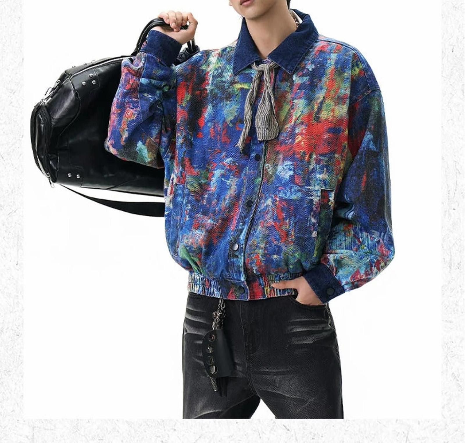 Other Graffiti Art Denim Jacket | Painted Boxy Wide Outerwear Size US M / EU 48-50 / 2 - 11 Thumbnail