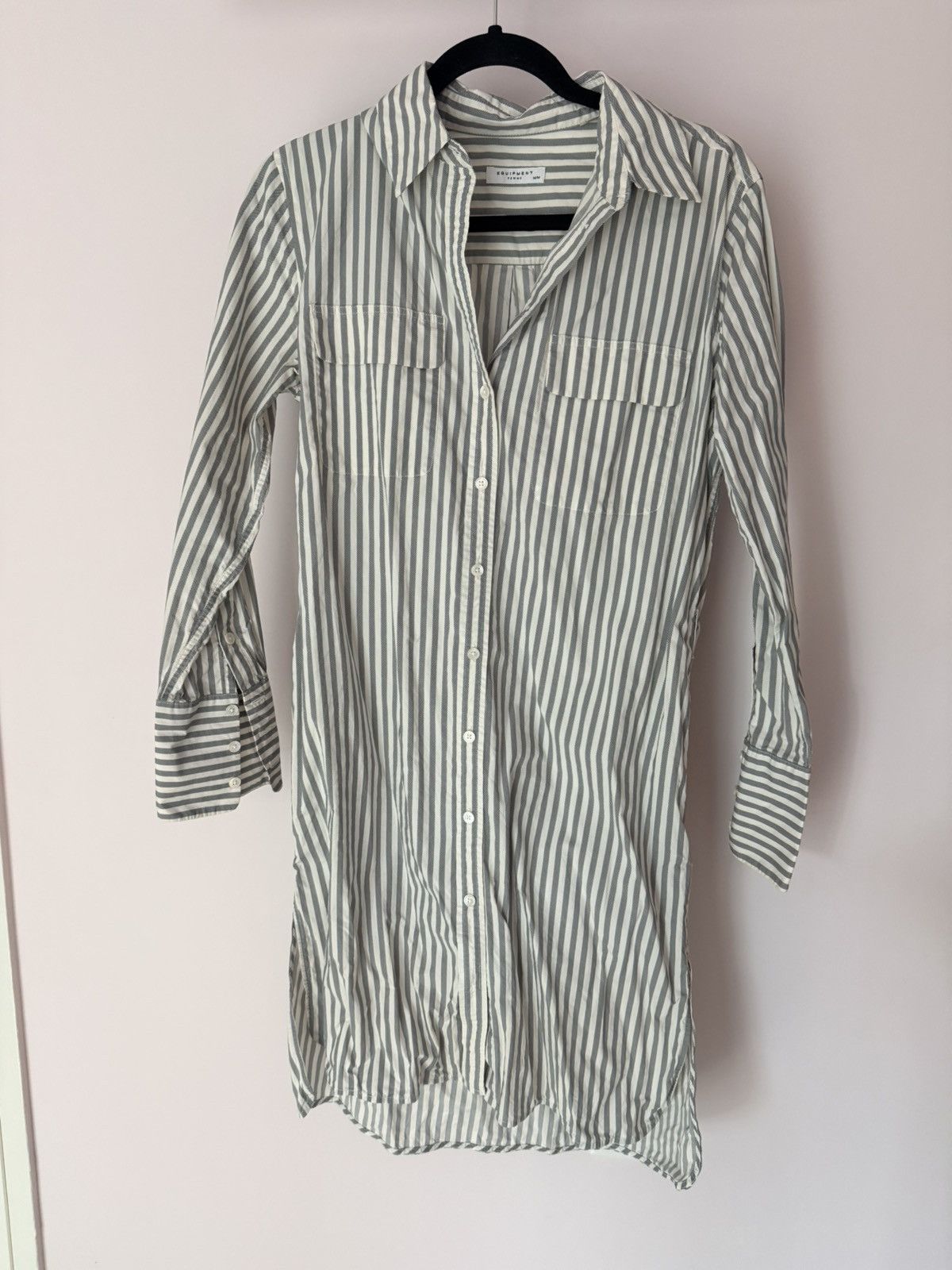 Equipment EQUIPMENT FEMME Striped Shirt Dress Size M Grey White Cotton Size M / US 6-8 / IT 42-44 - 5 Thumbnail