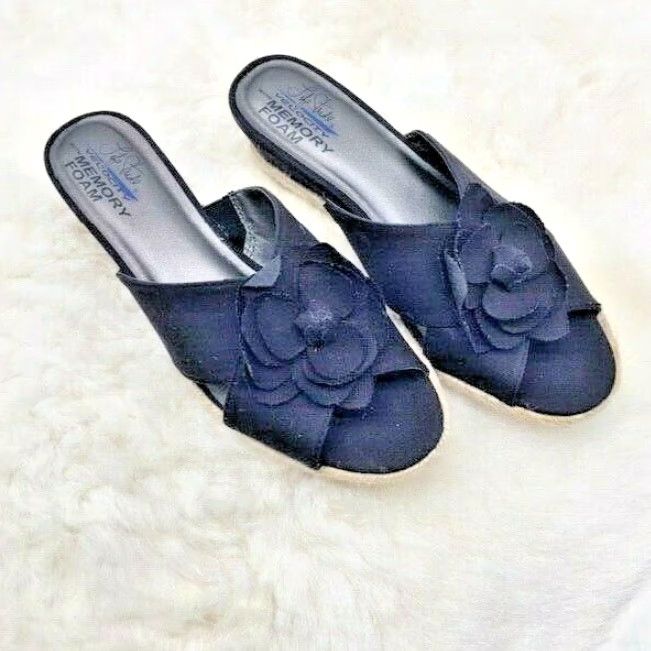 Vintage LifeStride Omega Womens Wedge Slide Sandals, Flip Flops Size 7.5M, Black NEW 0 Size US 7.5 / IT 37.5 - 5 Thumbnail