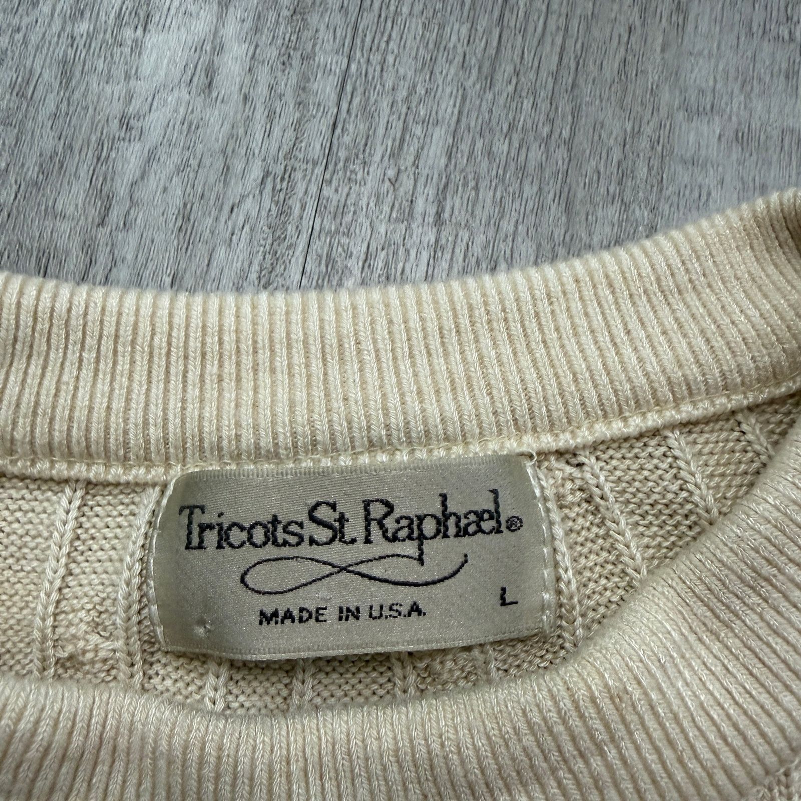 Vintage Vintage Tricots St. Raphael Sweater Large Cream Crewneck Size US L / EU 52-54 / 3 - 4 Thumbnail