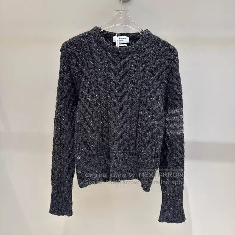 Thom Browne Thom Browne Heather Grey Classic Logo Wool Sweater Size US M / EU 48-50 / 2 - 1 Thumbnail