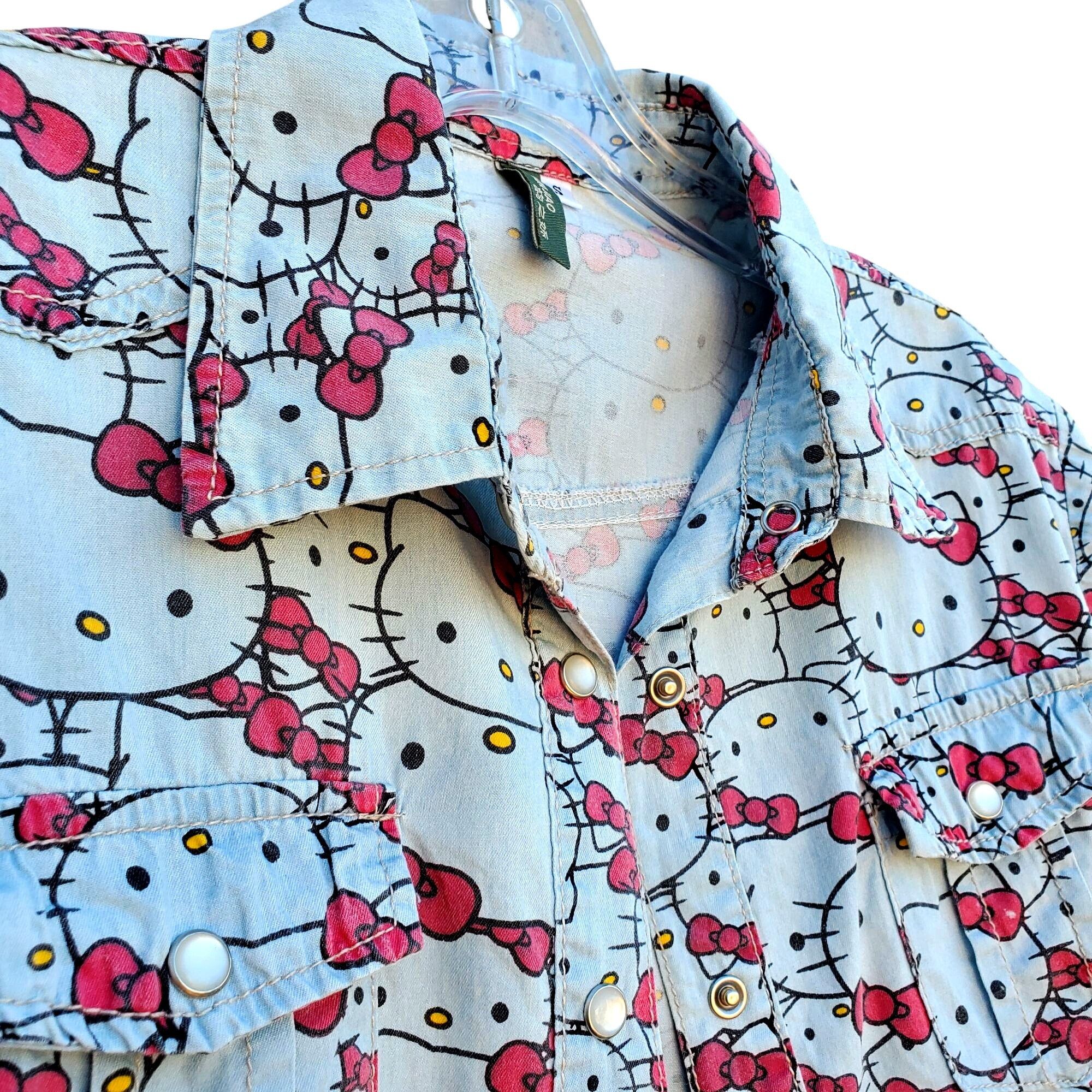 Other Hello Kitty Pearl Snap Shirt Cotton Long Sleeve Western Wome Size S / US 4 / IT 40 - 7 Thumbnail