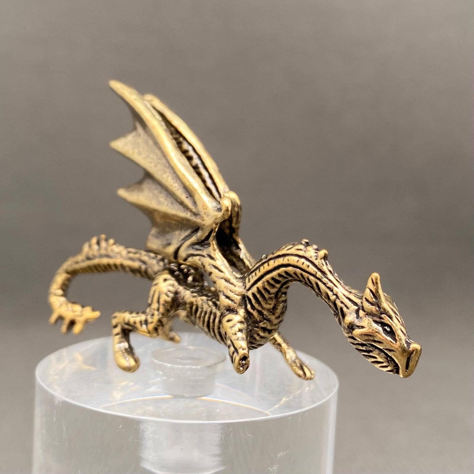 The Unbranded Brand Miniature Brass Dragon Figurine Size ONE SIZE - 1 Thumbnail