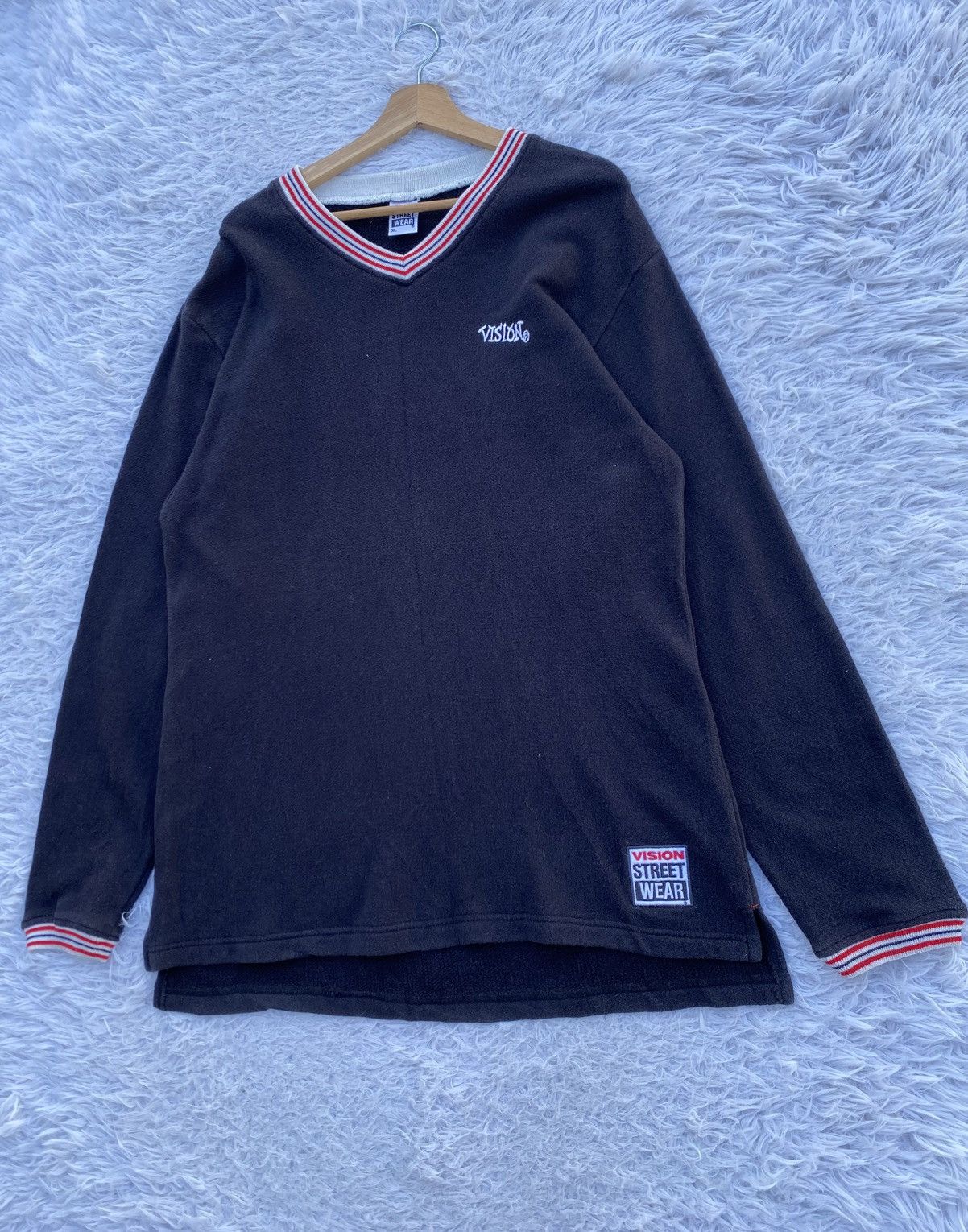 Vision Streetwear Rare Vintage 90s Vision Streetwear V Neck Sweatshirt Size US XL / EU 56 / 4 - 3 Thumbnail