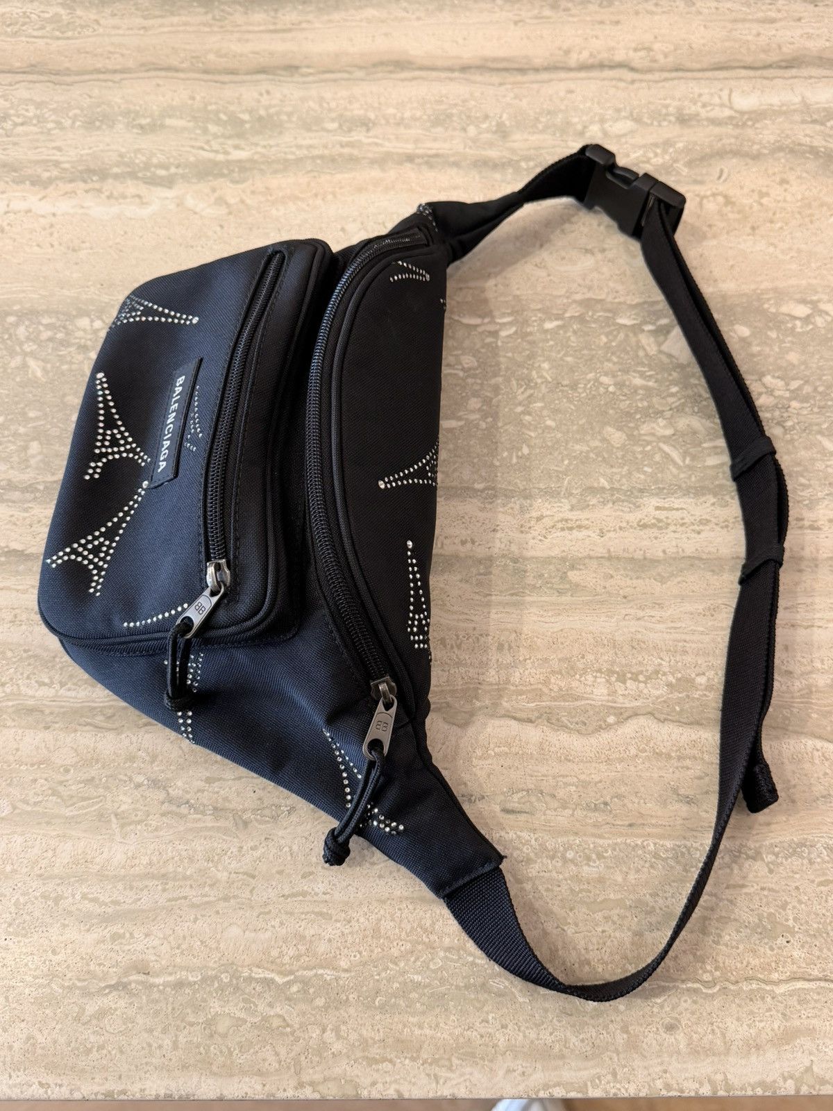Balenciaga BALENCIAGA BLACK NYLON CRYSTAL EIFFEL TOWER FANNY PACK Size ONE SIZE - 2 Thumbnail