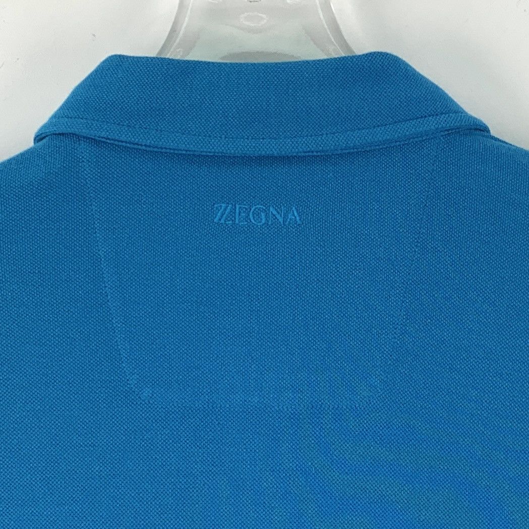 Z Zegna Zegna Blue Logo Embroidered Cotton Polo Shirt K26WX Size US S / EU 44-46 / 1 - 5 Thumbnail