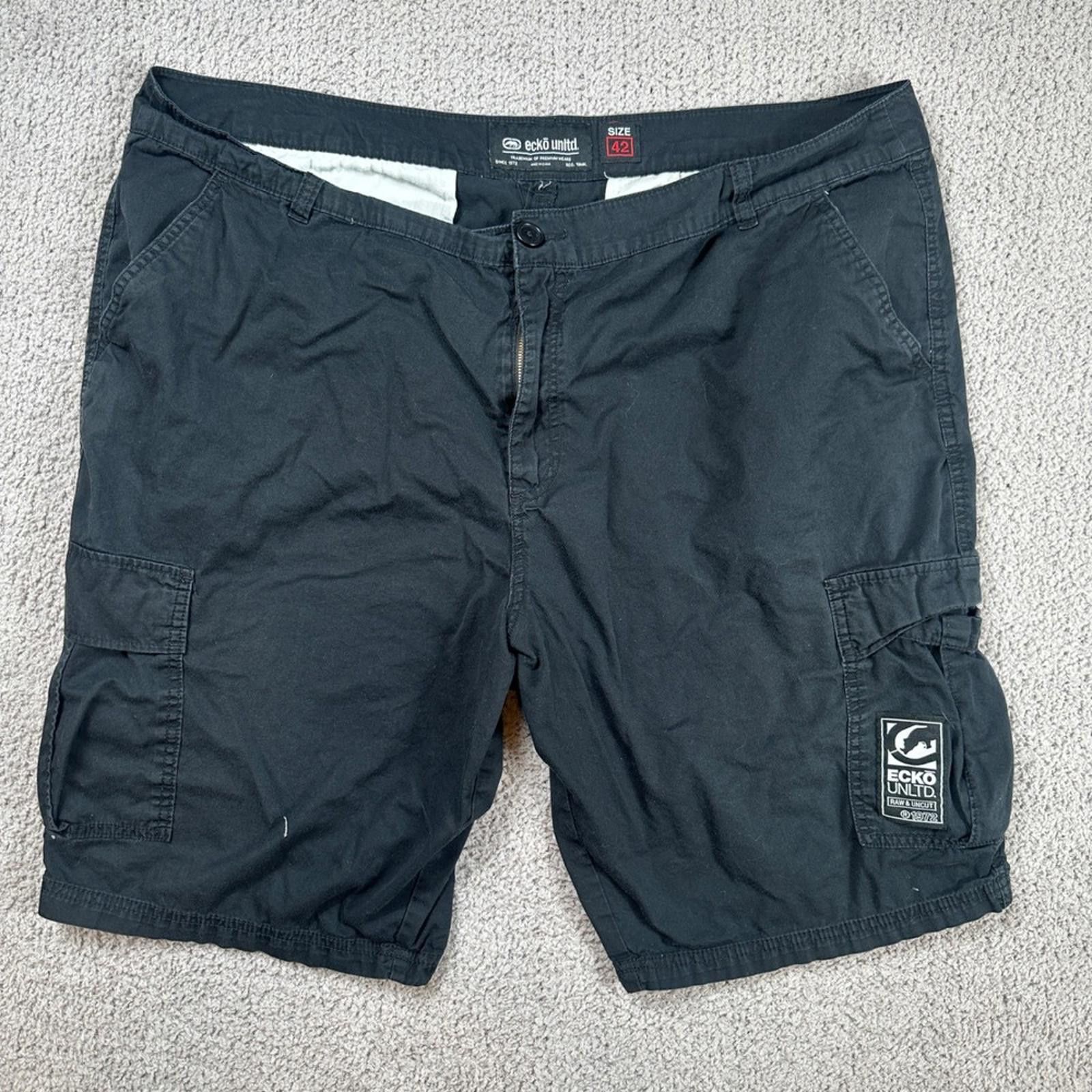 Ecko Unltd. Y2K Ecko Unltd Mens Black Cargo Shorts Size 42 Raw Uncut Size US 42 / EU 58 - 1 Thumbnail