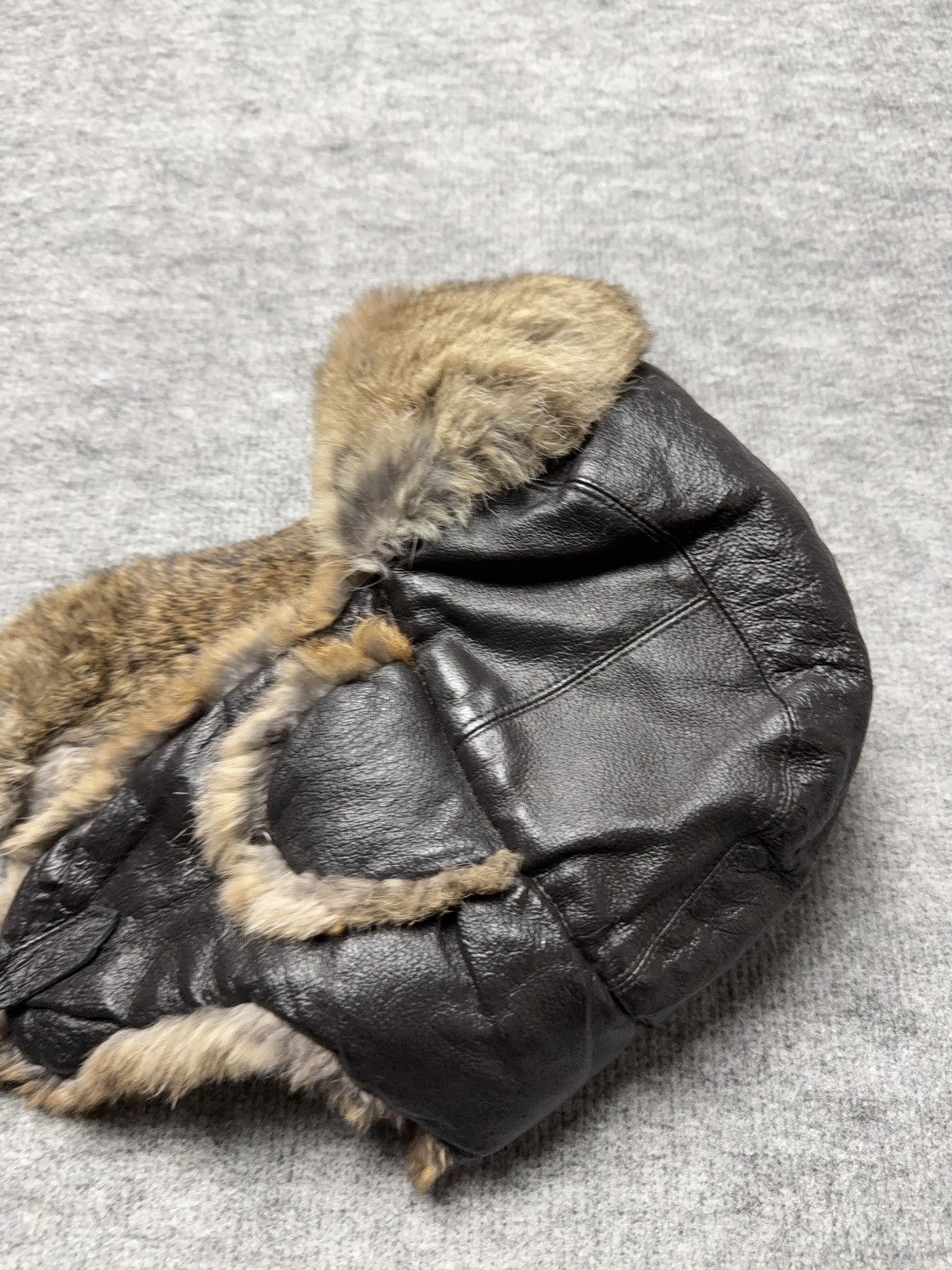 Japanese Brand 90s Vintage Aviator Leather Trapper Hat Real Fur Ushanka S Size ONE SIZE - 2 Thumbnail