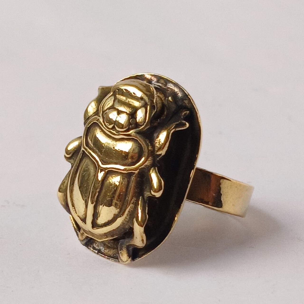 Handmade Vintage Egyptian Brass Scarab Ring – Handmade Adjustable Size ONE SIZE - 2 Thumbnail