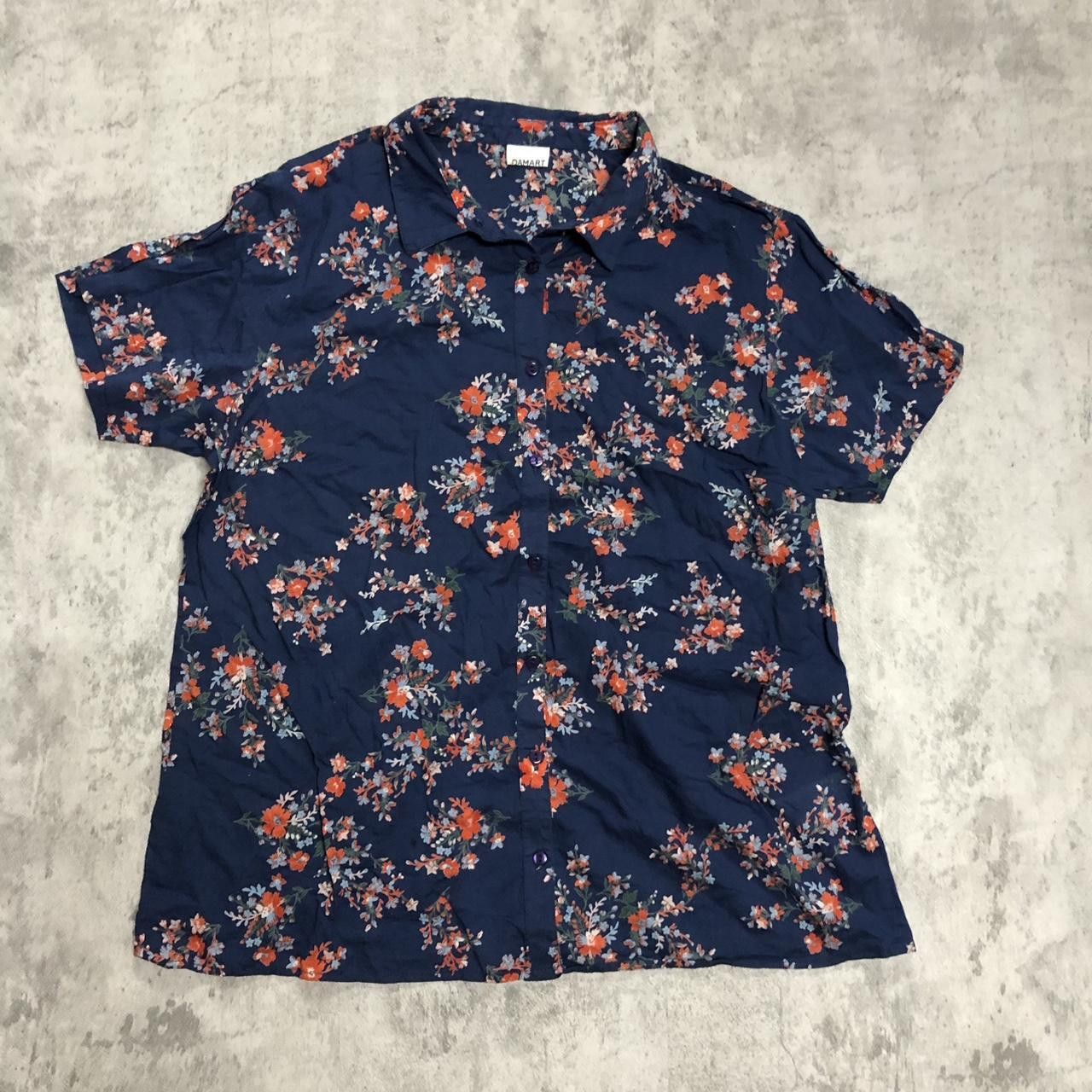 Other Navy blue floral short sleeve button up shirt #floralshirt Size US L / EU 52-54 / 3 - 1 Thumbnail
