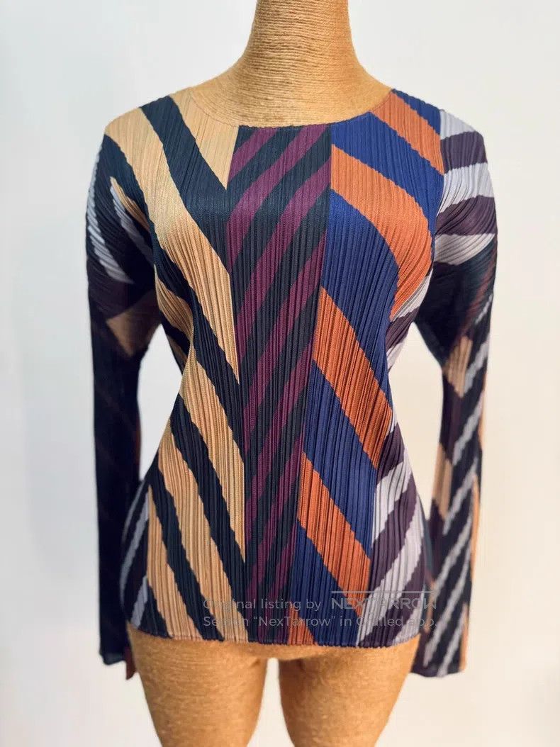 Issey Miyake Issey Miyake Color Block Pleated Stretch Top Size L / US 10 / IT 46 - 7 Thumbnail
