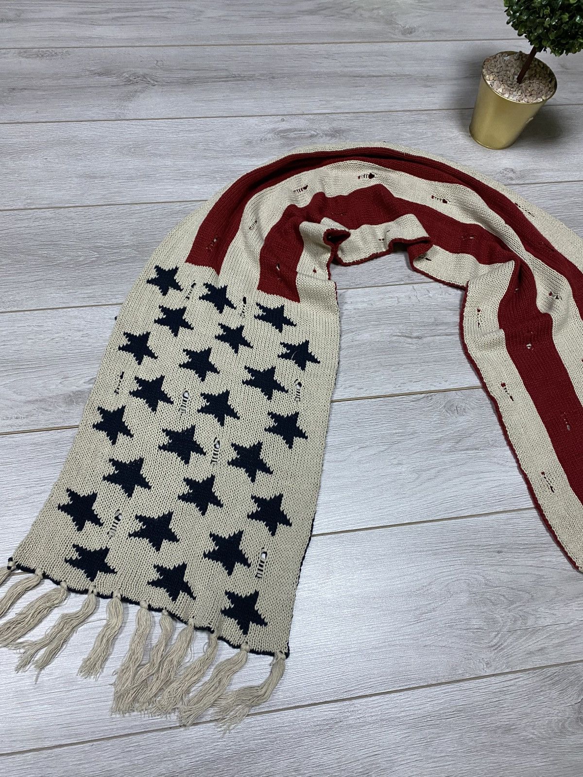 Vintage USA 🇺🇸 Flag heavy big knitted scarf Size ONE SIZE - 5 Thumbnail