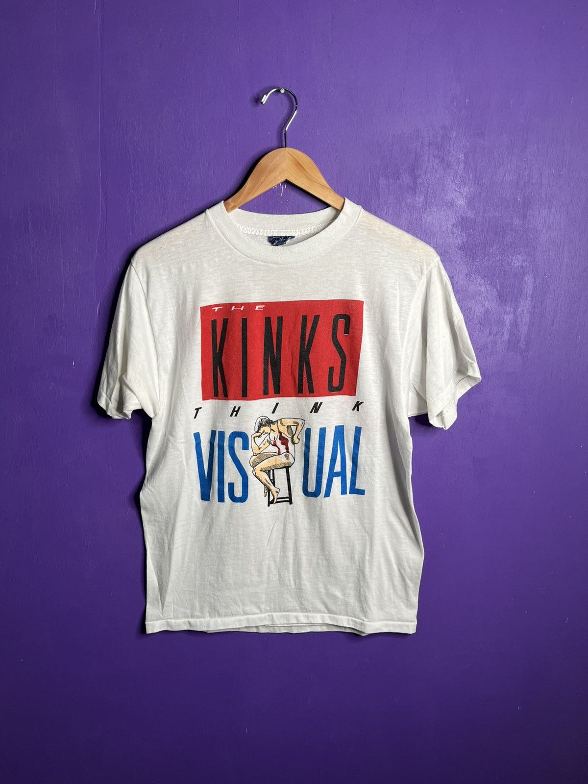 Band Tees × Vintage Vintage 1987 The Kinks think visual tour t-shirt Size US M / EU 48-50 / 2 - 1 Thumbnail