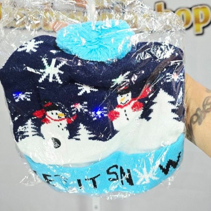 Other Light-Up Christmas Beanie Hat Blue Holiday Snowman One Size Size ONE SIZE - 4 Thumbnail