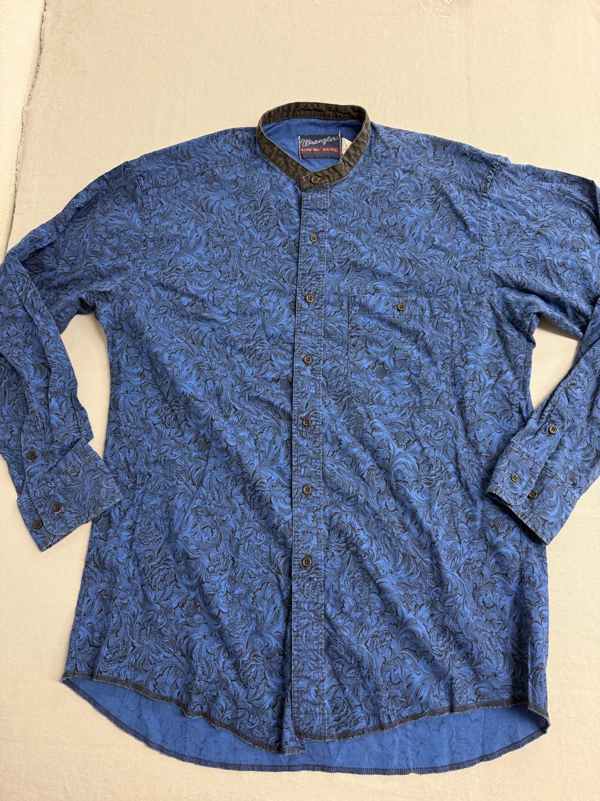 Wrangler Vintage Wrangler Grandad Collar Shirt LS Blue Long Sleeve L Size US L / EU 52-54 / 3 - 1 Thumbnail