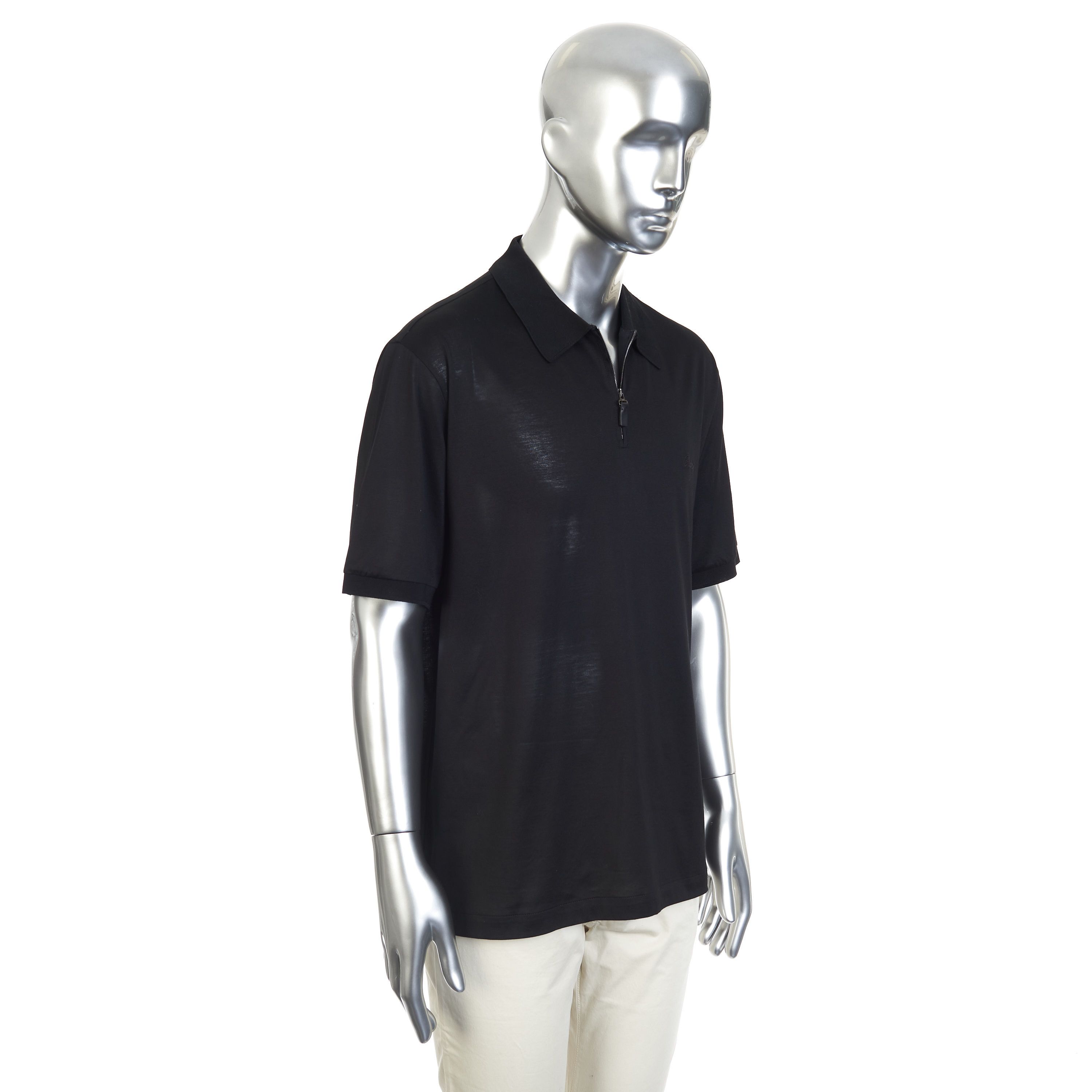 Brioni Zip Polo Shirt In Black Cotton 3XL Size US XXL / EU 58 / 5 - 4 Thumbnail