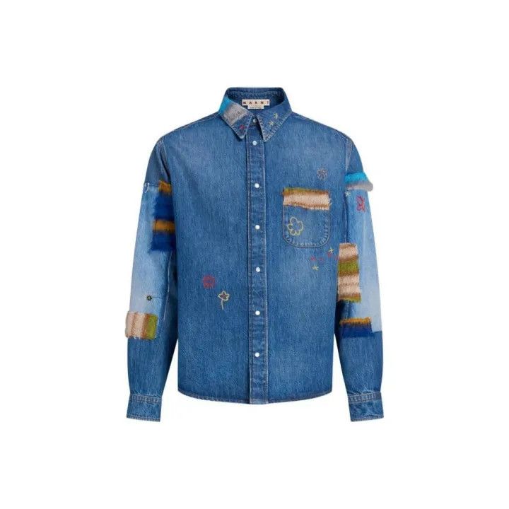 Marni Marni Blue Floral Embroidered Long Sleeve Jacket Size US L / EU 52-54 / 3 - 1 Thumbnail