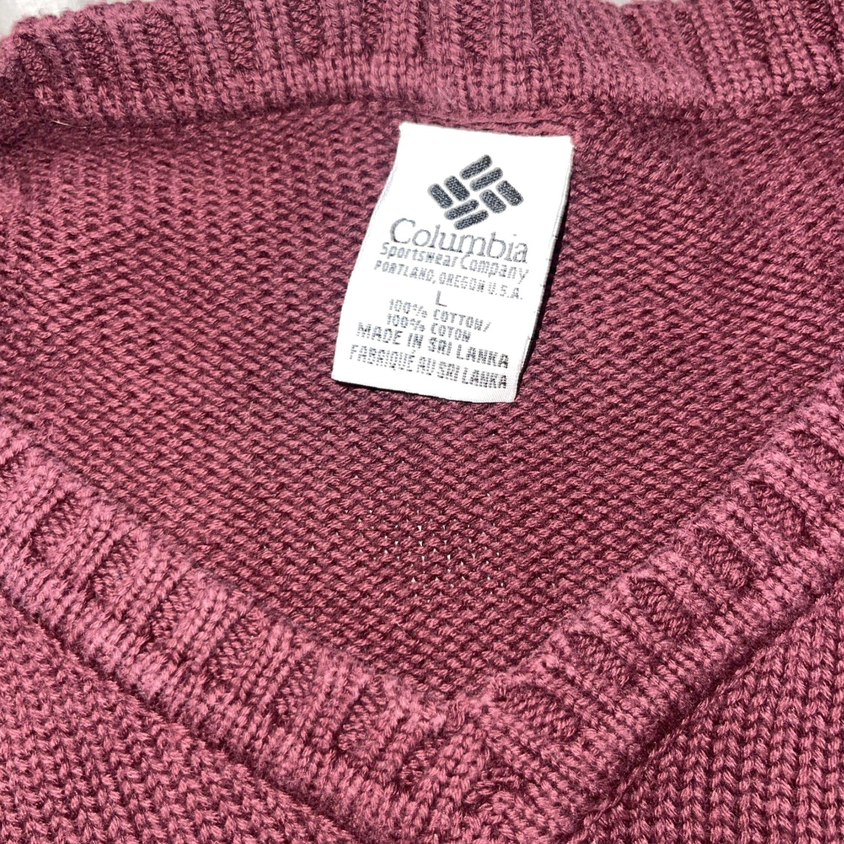 Vintage Columbia Sweater Men L Maroon V-Neck Pullover Logo Long Sleeve Knit Casual 90s Outdoor Size US L / EU 52-54 / 3 - 4 Thumbnail