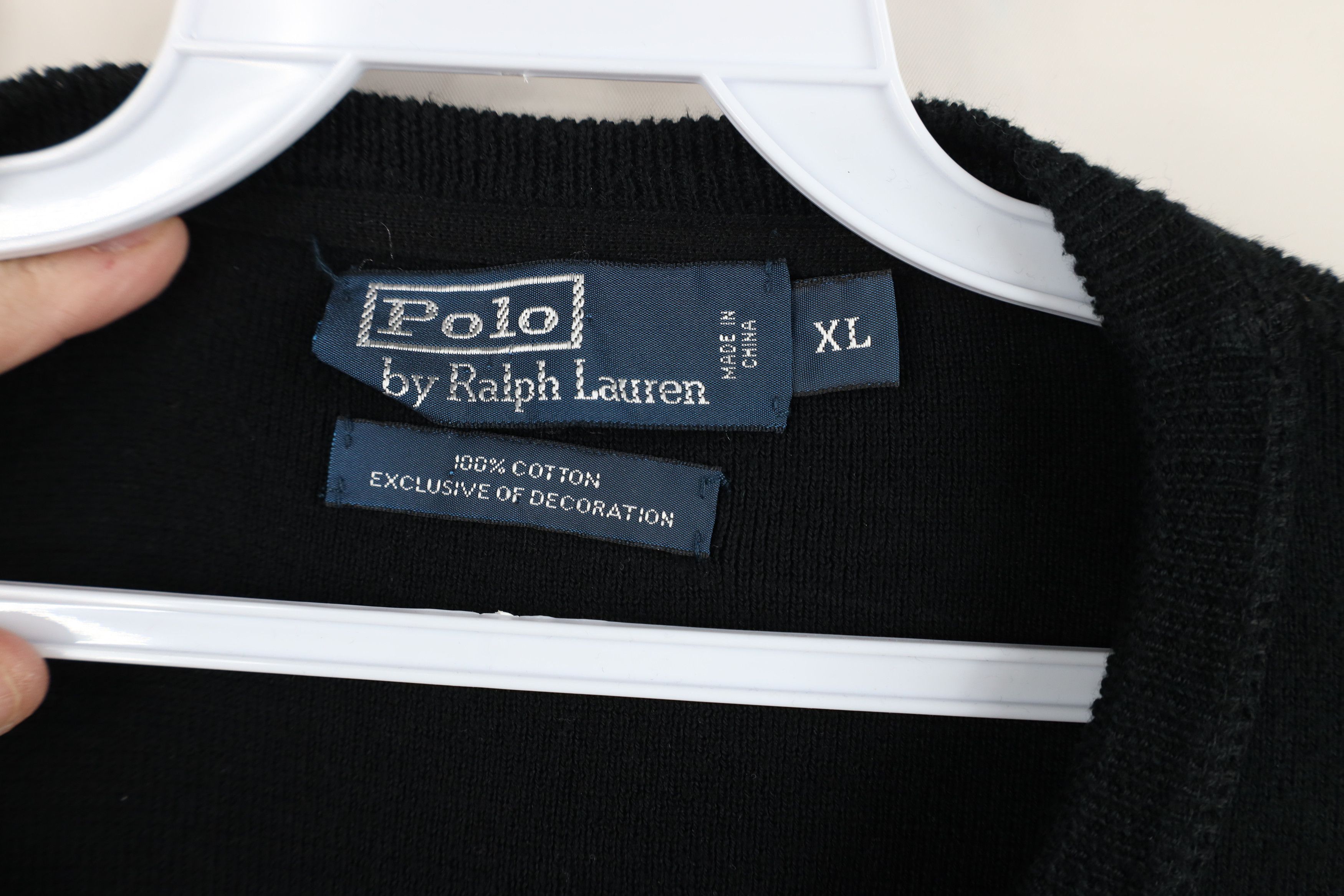 Polo Ralph Lauren Vintage 90s Ralph Lauren Ribbed Knit Crewneck Sweater Black Size US XL / EU 56 / 4 - 9 Thumbnail