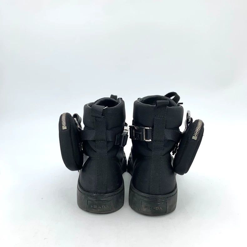 Prada Prada Black triangle pocket lacing casual flat high-top sh Size US 7 / IT 37 - 4 Thumbnail
