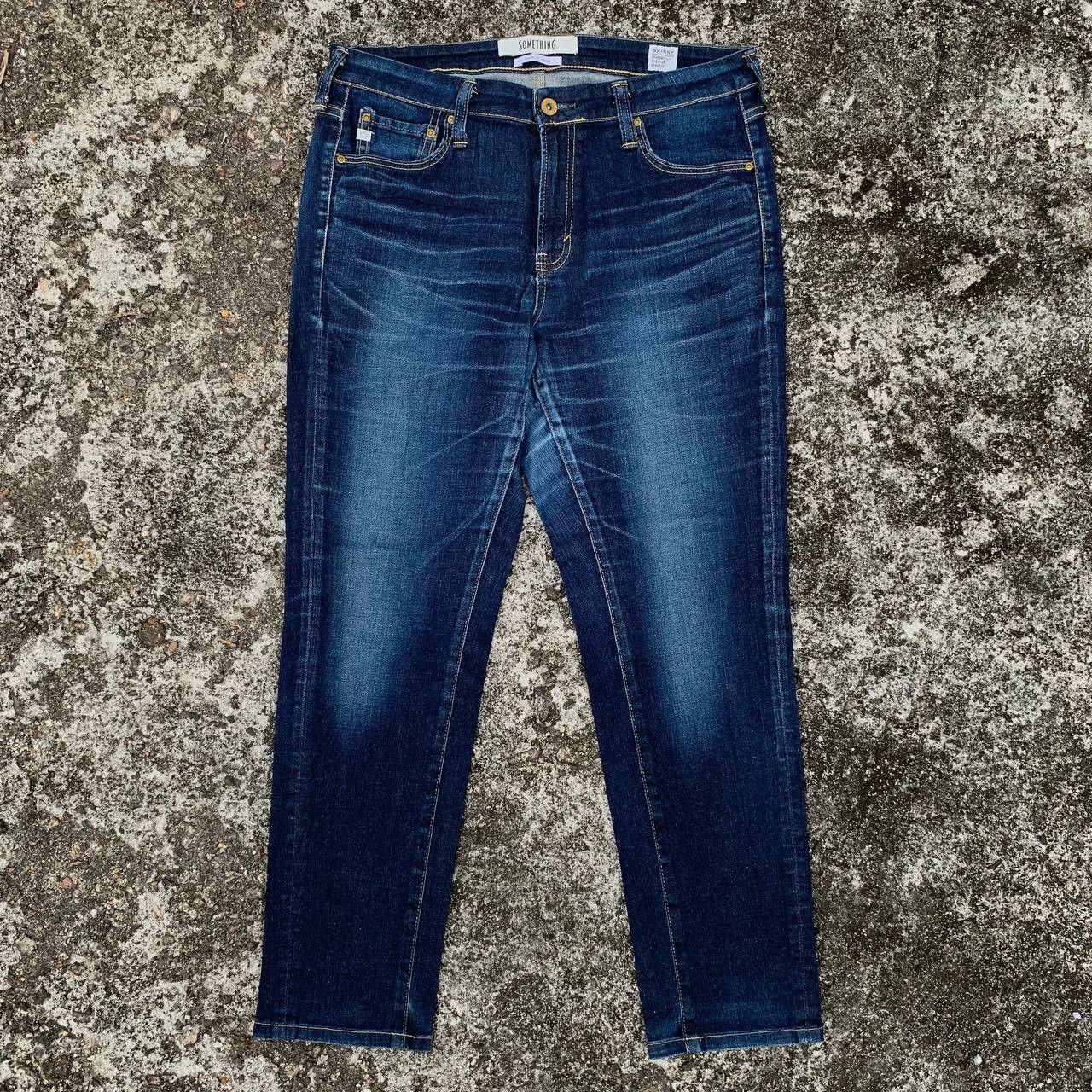 Japanese Brand Women Something Skinny Tapered Jeans Blue Wash Denim Size 34" / US 12 / IT 48 - 1 Thumbnail