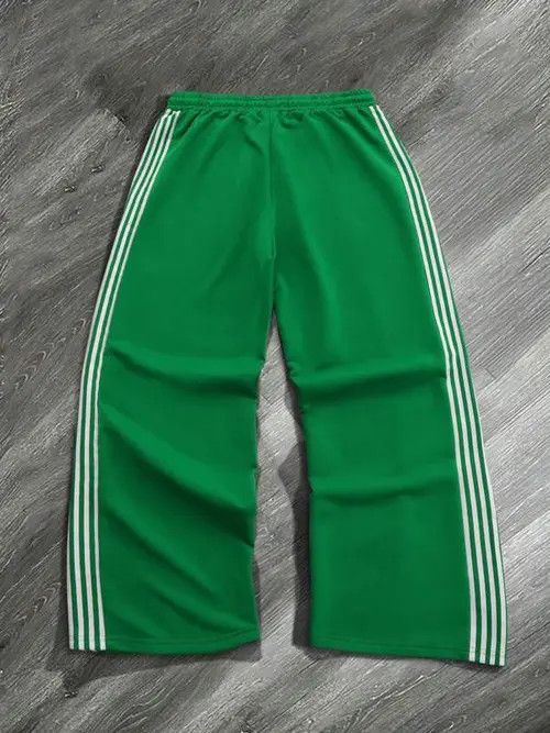 Japanese Brand × Vintage Green Stripe loose fit sweatpants baggy Size US 34 / EU 50 - 3 Thumbnail