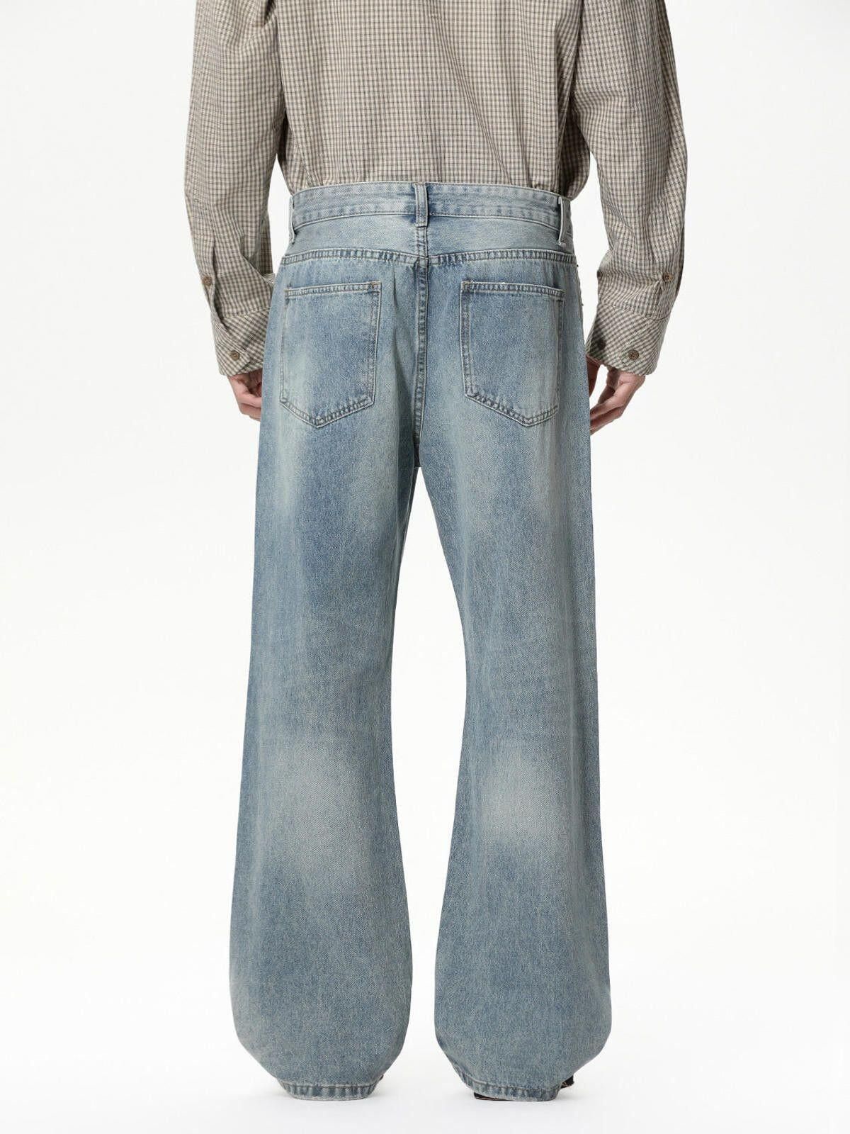 Jean Light Blue Wide Leg Denim Jeans, Relaxed Fit Jeans Size US 32 / EU 48 - 3 Thumbnail