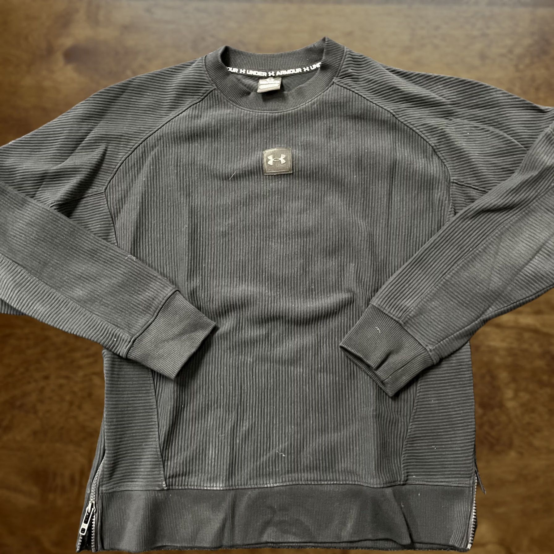 Under Armour Under Armour Sweatshirt Mens Medium Black Ribbed Knit Side Zip Pullover Crewneck Size US M / EU 48-50 / 2 - 1 Thumbnail