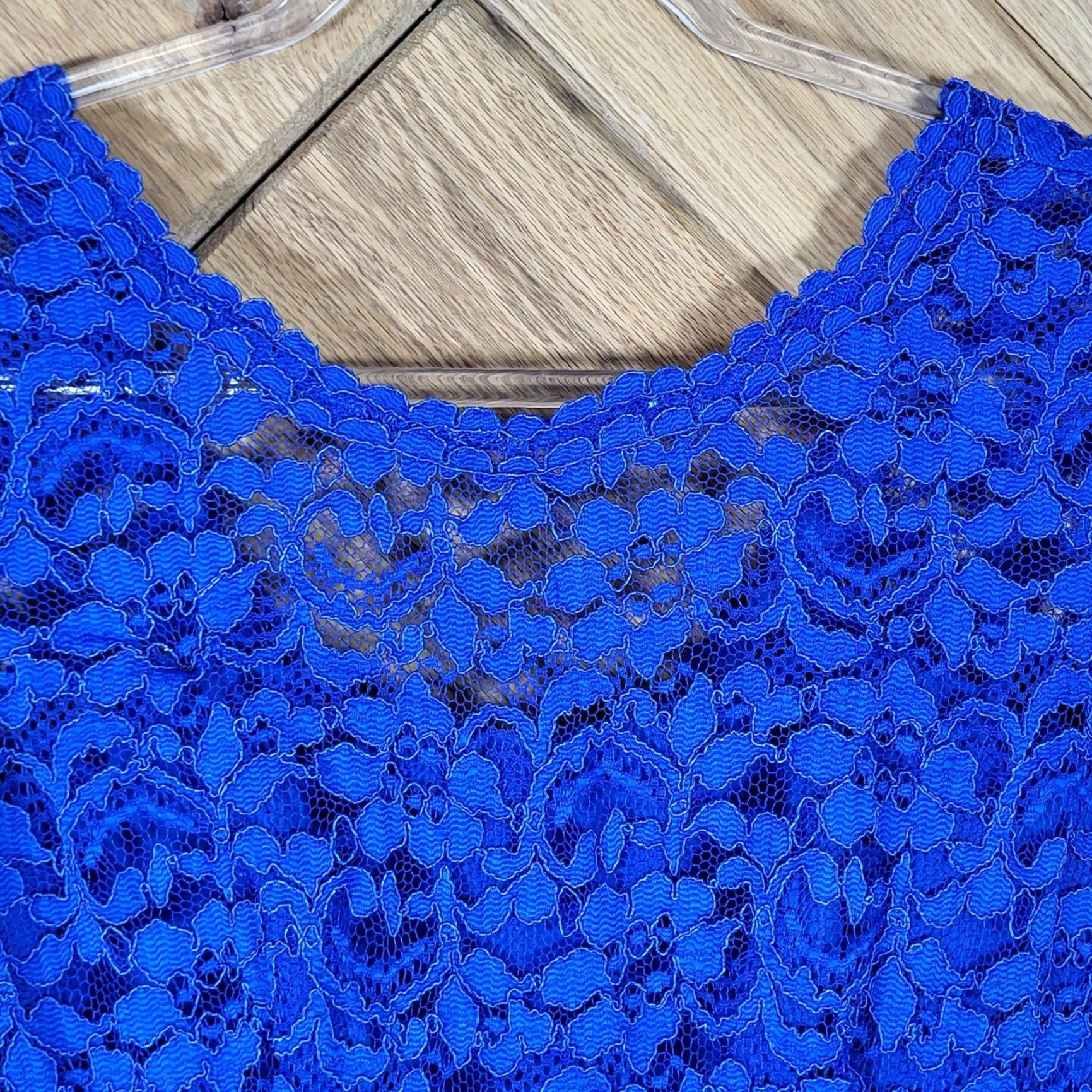 Vintage David's Bridal Cocktail Dress Womens Size 6 Lace Chiffon V-Neck Royal Blue Dress Size M / US 6-8 / IT 42-44 - 2 Thumbnail