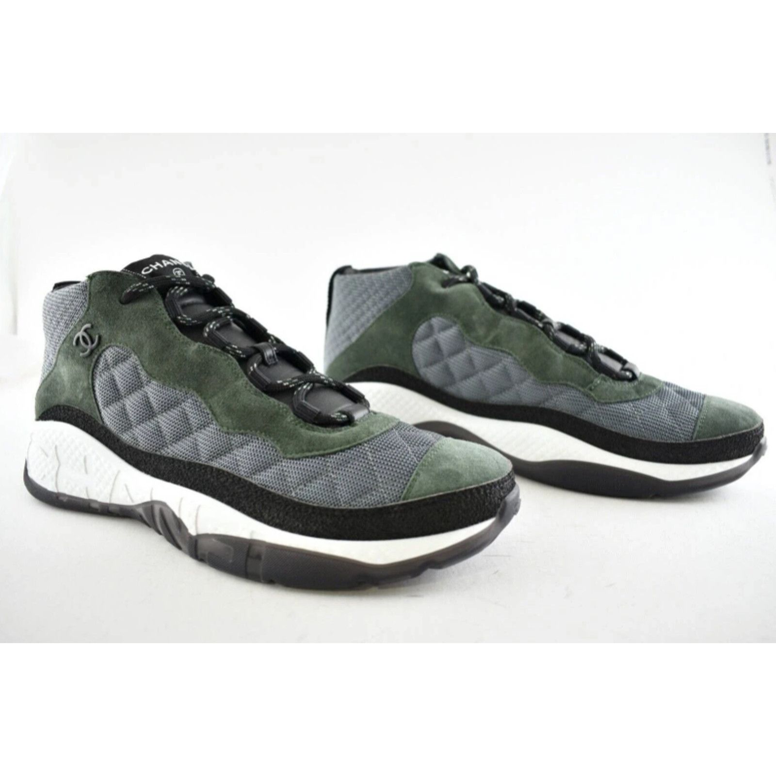 Chanel Chanel Suede CC Logo Lace Up Mid Top Trainer Sneaker 44 11 Size US 11 / EU 44 - 4 Thumbnail