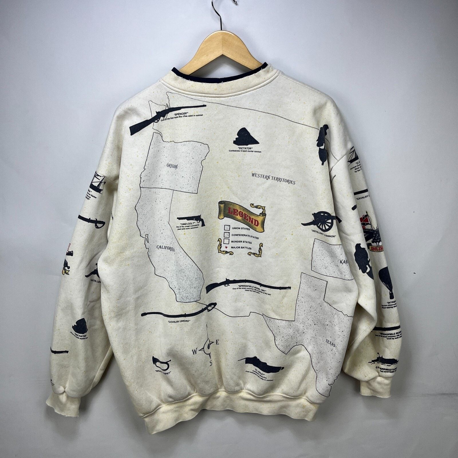 Vintage Vintage 90s Civil War Map USA Sweatshirt XL All over Print Size US XL / EU 56 / 4 - 7 Thumbnail