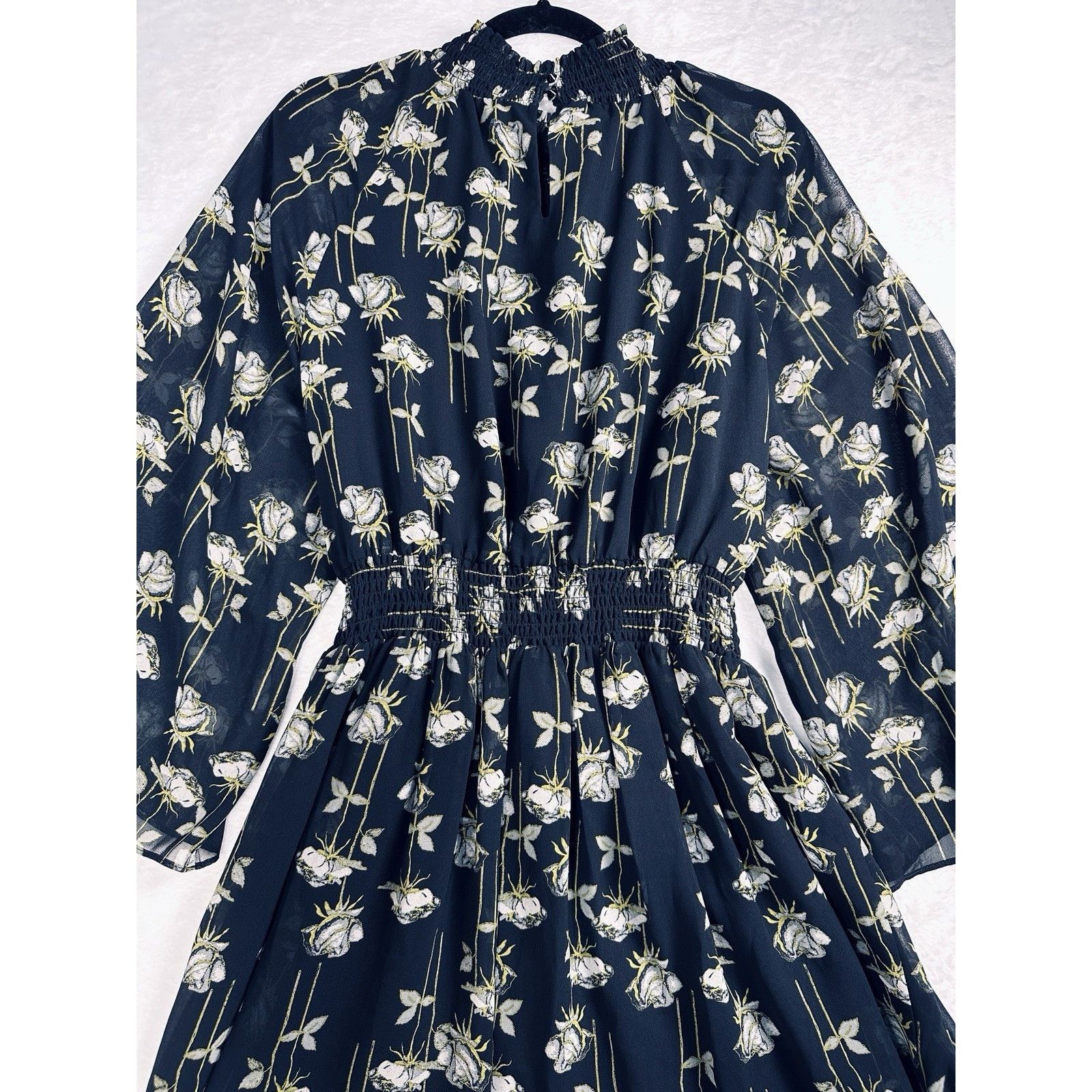 Other Rachel Roy Smocked Floral Mini Dress XL Black Sheer Flowy Size XL / US 12-14 / IT 48-50 - 10 Thumbnail