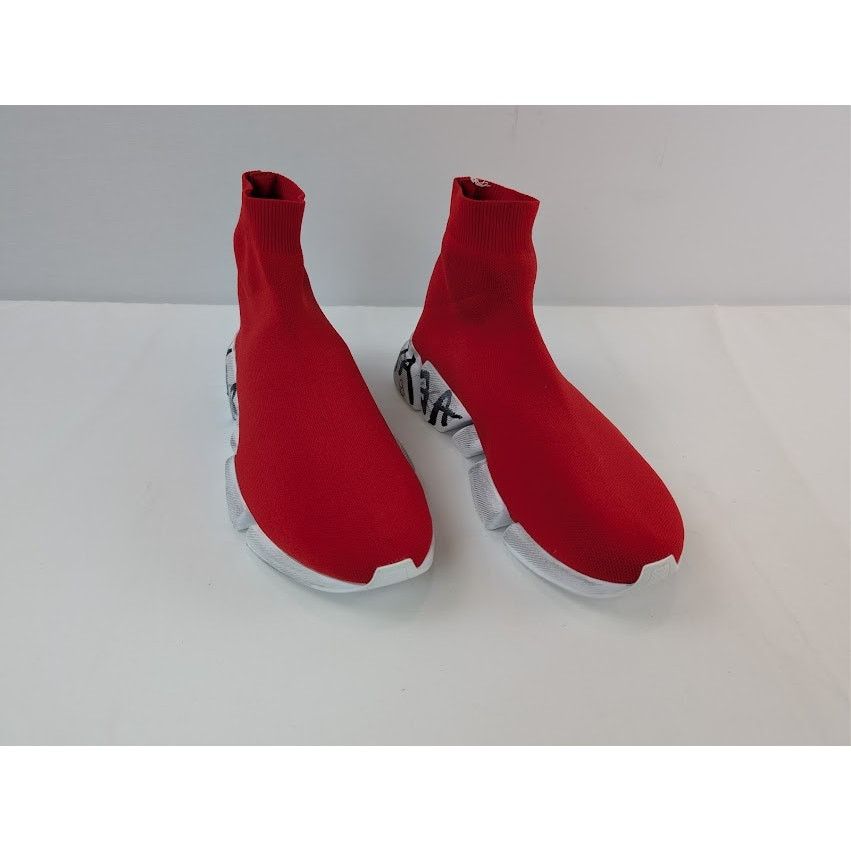Balenciaga o1rshd1 Q:2 / Speed 2.0 Graffiti Recycled Knit Sneaker Red Size US 11 / EU 44 - 6 Thumbnail