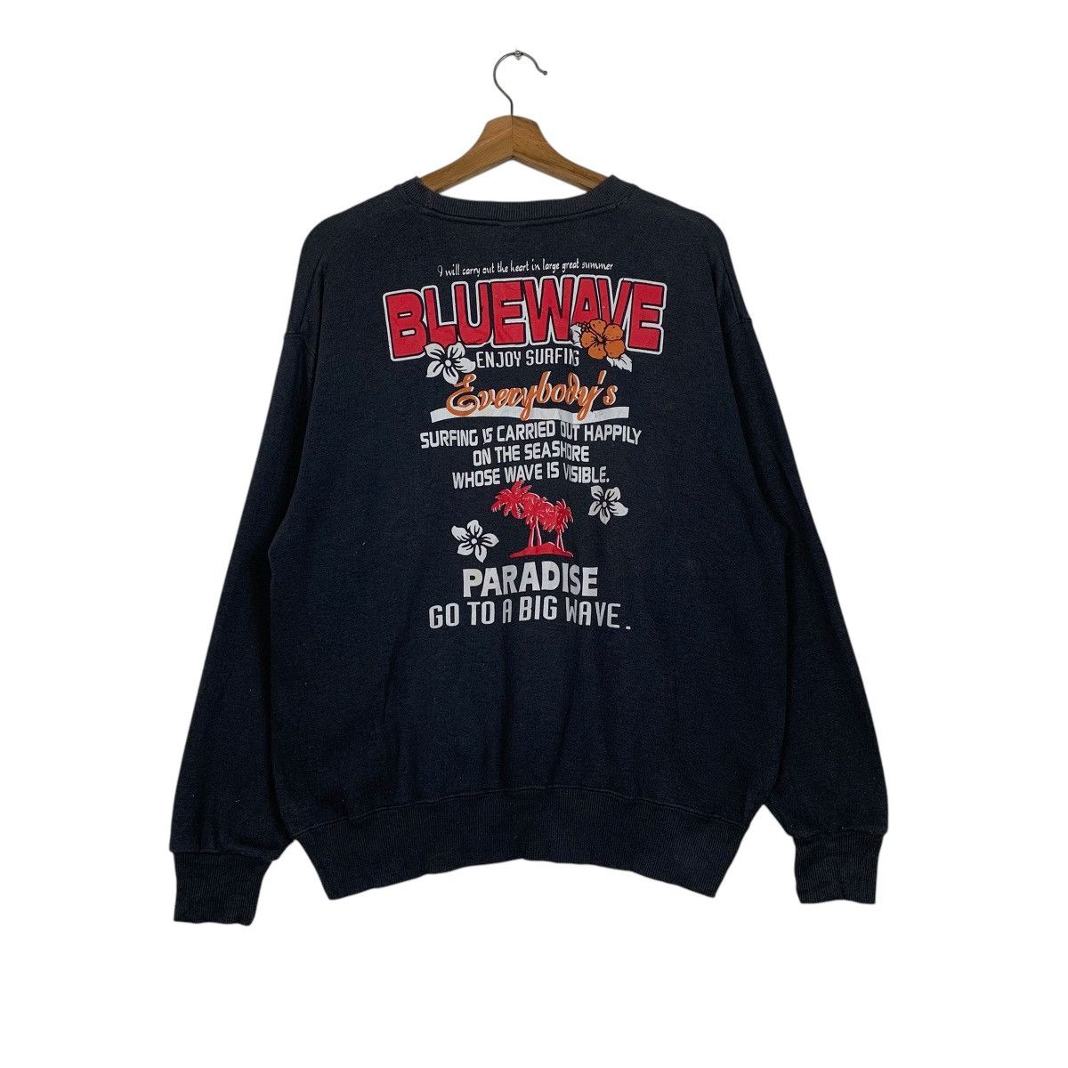 Japanese Brand Vintage Blue Wave Paradise Surfing Sweatshirt Size US M / EU 48-50 / 2 - 1 Thumbnail