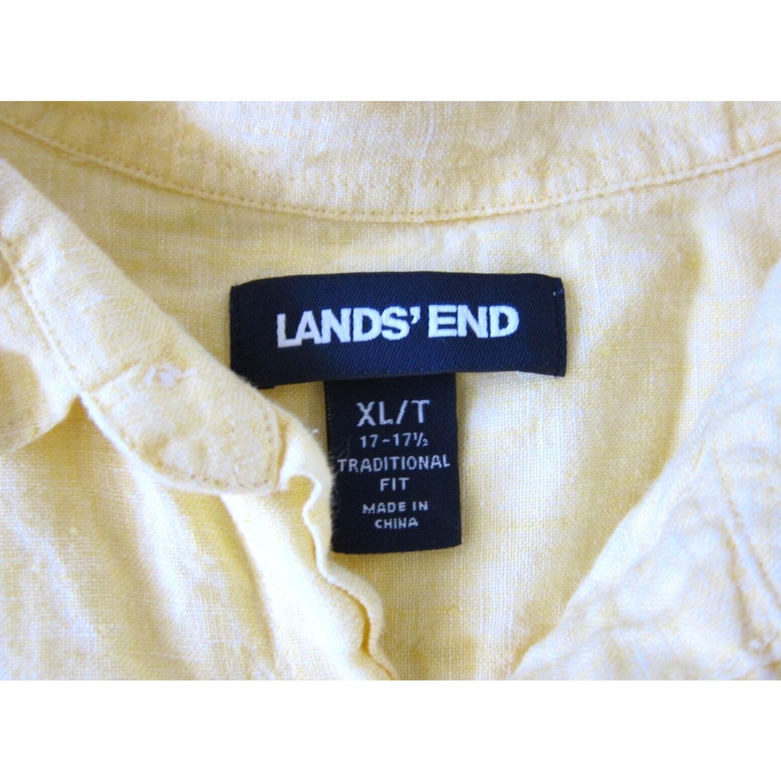 Lands' End Lands' End 100% Linen Yellow Button Up Short Sleeve Traditional Fit Shirt XL/T Mens Shirt Size US XL / EU 56 / 4 - 3 Thumbnail
