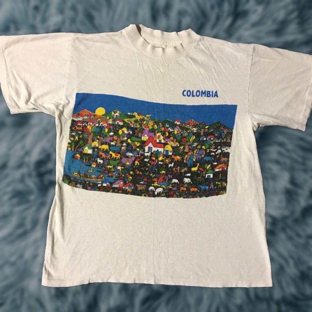 Vintage Vtg 80s Colombia Faded Art Shirt S Abstract Animal Beach Surf Skate Grunge 90s Size US S / EU 44-46 / 1 - 1 Thumbnail