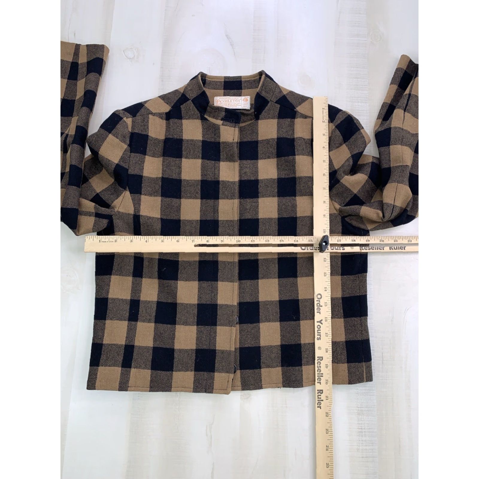 Pendleton VINTAGE Pendleton Blazer Jacket Women Small Brown Black Wool Buffalo Plaid USA Made 50s 60s Preppy Casual Button Pocket Lining Polyester Size S / US 4 / IT 40 - 3 Thumbnail