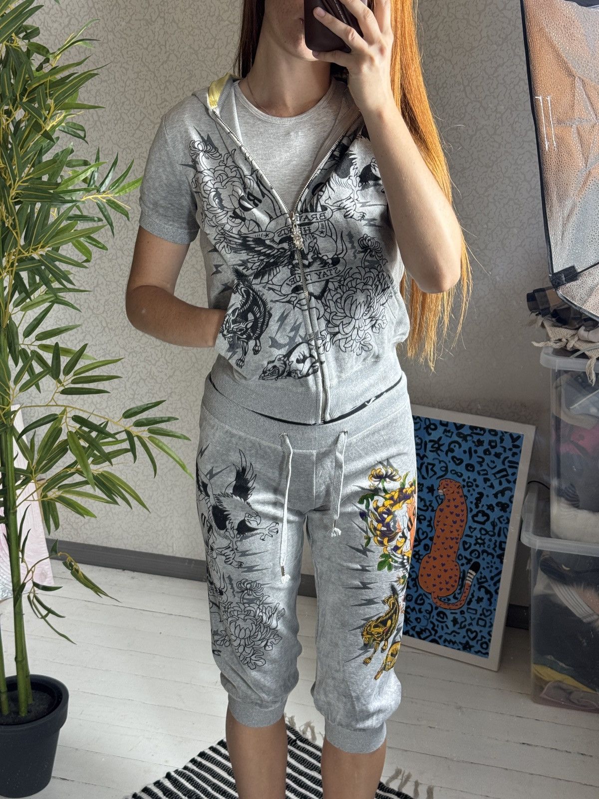 Ed Hardy VINTAGE ED HARDY VELOUR 2000s PRINTED TRACKSUIT / SET Size M / US 6-8 / IT 42-44 - 17 Thumbnail