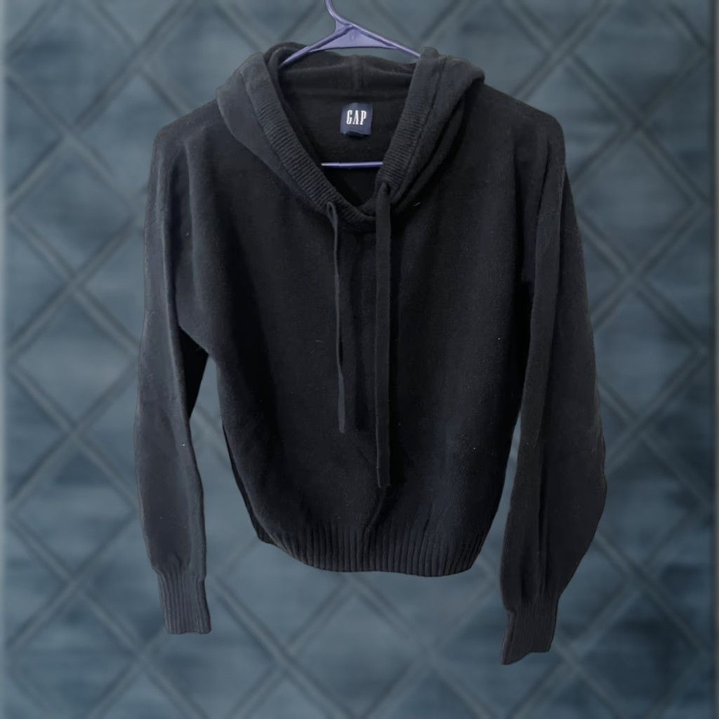Gap Gap Women Black Pullover Hoodie Small Solid Cotton Blend Size S / US 4 / IT 40 - 1 Thumbnail
