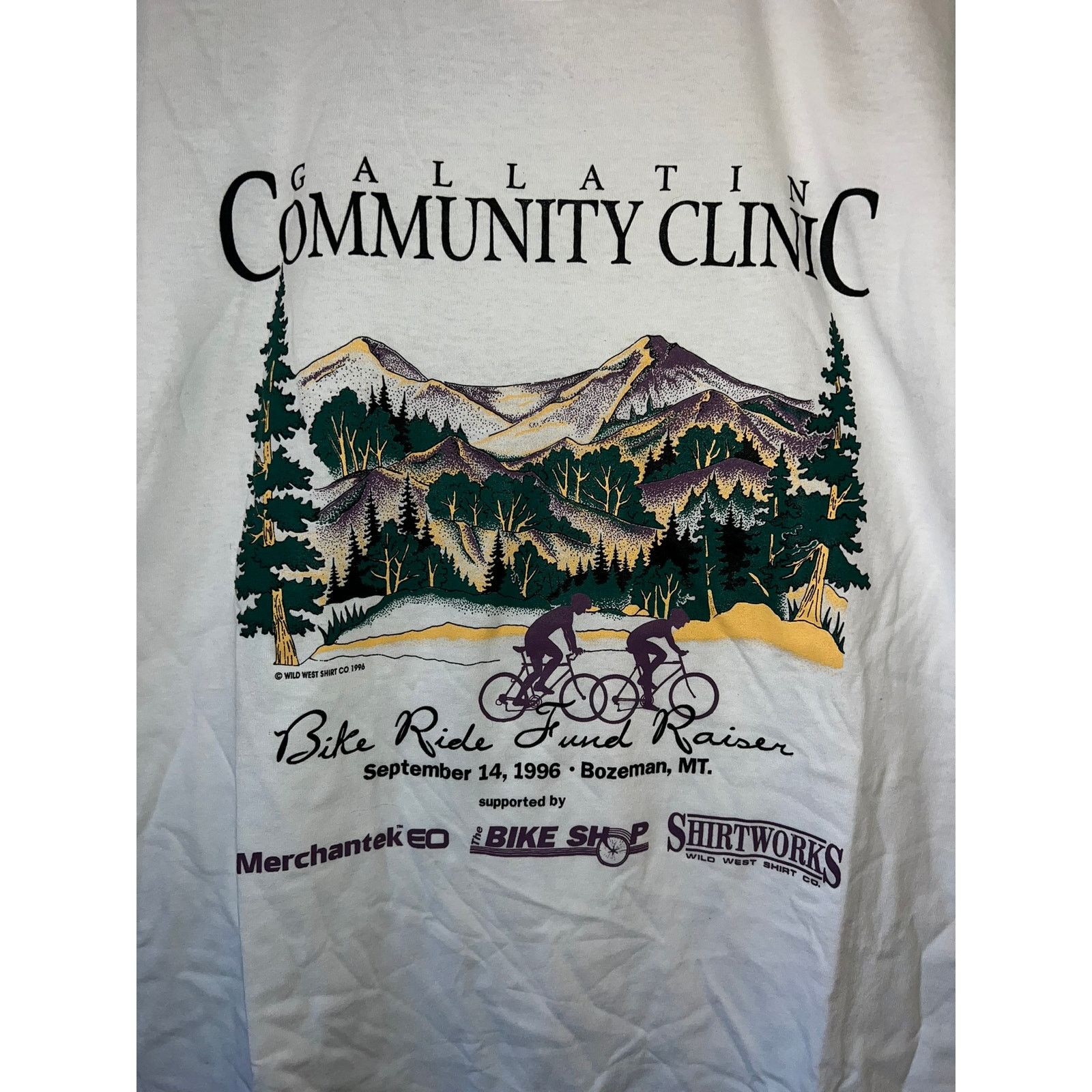 Jerzees 90s Gallatin Clinic Bike Ride Fund Raiser Shirt VTG 1990s M Size US M / EU 48-50 / 2 - 5 Thumbnail