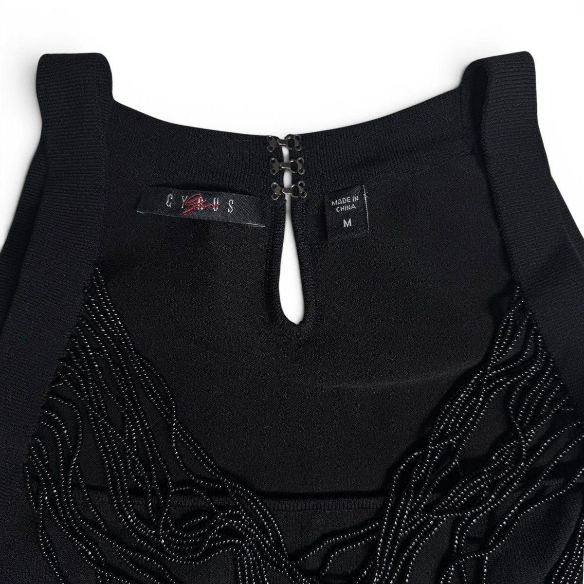 Other Vintage Cryus Black Boho Beaded Cowl Neck Halter Top Size M / US 6-8 / IT 42-44 - 2 Thumbnail